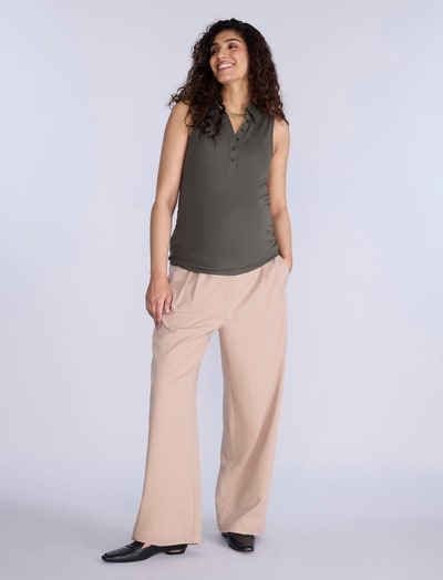Motherhood Maternity Sleeveless Ribbed Collared Top