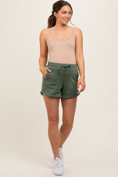 PinkBlush Olive Terry Maternity Shorts