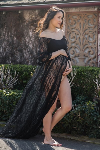 PinkBlush Black Lace Off Shoulder Maternity Photoshoot Gown/Dress