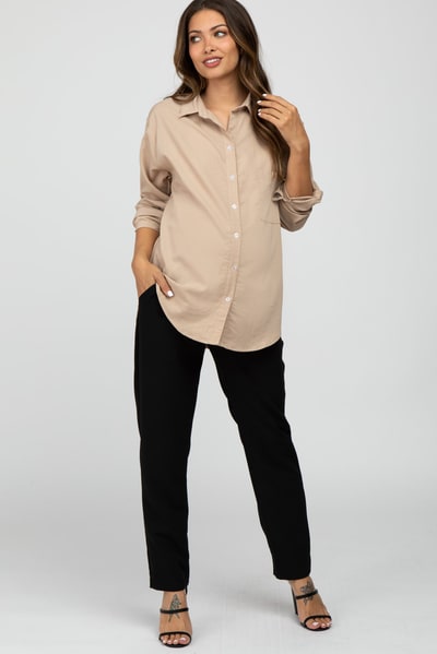 PinkBlush Black Pleated Relax Fit Maternity Pants