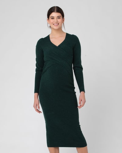 Ripe Maternity Heidi Nursing Knit Dress  Forest