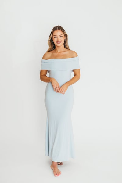 Worth Collective Monroe Maxi Dress in Blue - Bump Friendly