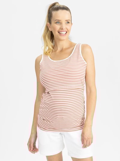 Angel Maternity Maternity Tank - Rose pink and white stripes