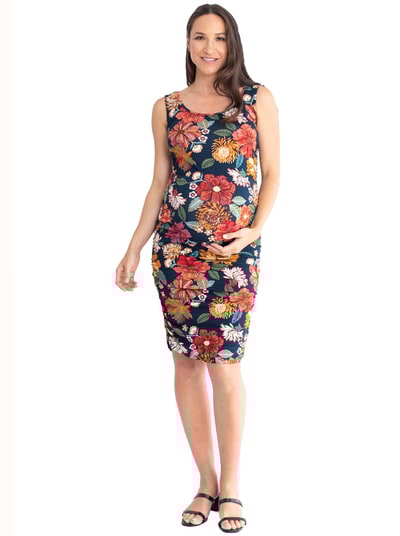 Angel Maternity Maternity Bodycon Print Dress - Red Floral