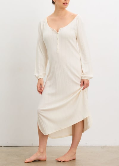 HATCH The Long Sleeve Pointelle Nightgown