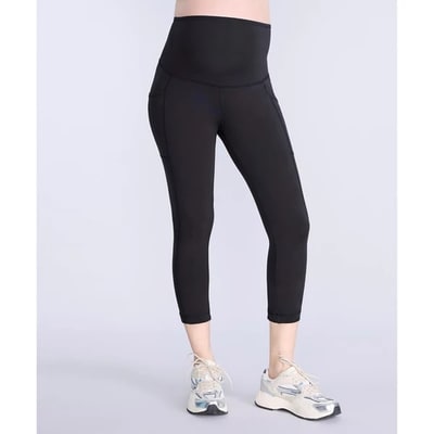 Target Women's High Waist Over the Belly Active Pocket Crop Legging - Black - Size: Medium - Motherhood Maternity