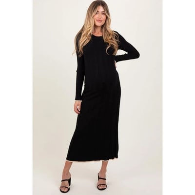 Target Pinkblush Black Ribbed Knit Maternity Maxi Sweater Dress Small