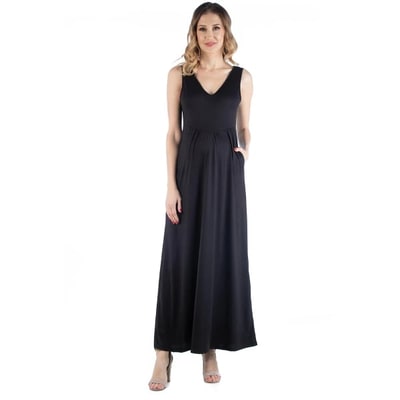 Target 24seven Comfort Apparel Maternity Maxi Sleeveless Dress with Pockets-Black-S
