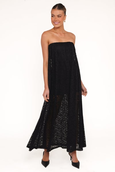 Petal & Pup Davina Maxi Dress - Black Lace