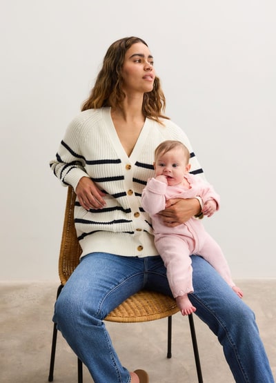 HATCH The Cotton Marlow Stripe Cardigan