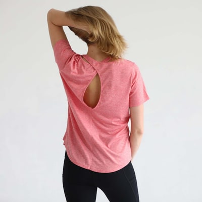 Milk & Baby Harper Cross Back Short Sleeve Nursing Tee | Sugar Coral