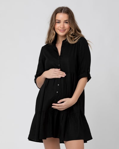 Ripe Maternity Adel Linen Dress Black