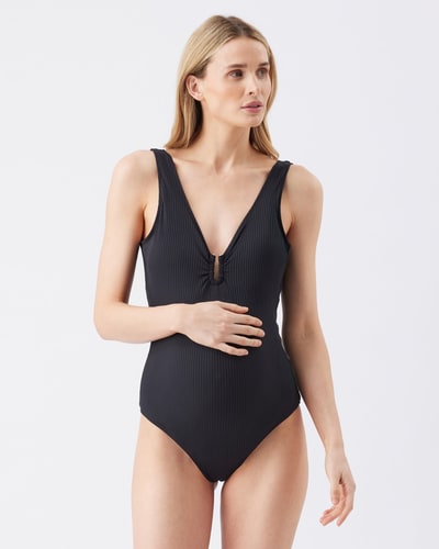 Ripe Maternity Havana Rib One Piece Black