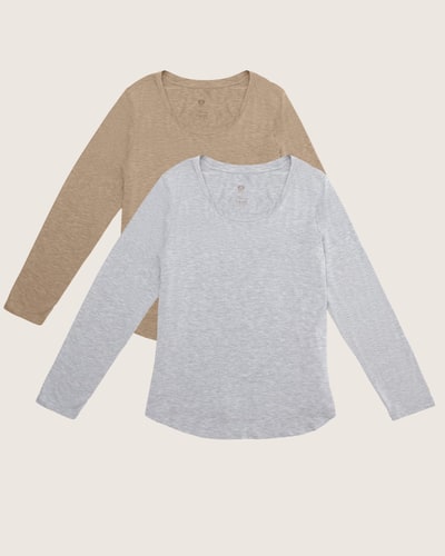 Kindred Bravely Bamboo Nursing Long Sleeve T-shirt Two-Pack | Wheat & Grey Heather