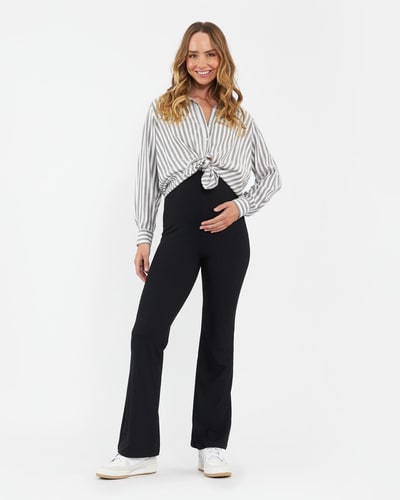 Ripe Maternity Jonah Rib Flare Pant Black