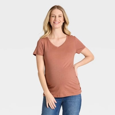 Target Short Sleeve V-Neck Maternity T-Shirt - Isabel Maternity by Ingrid & Isabel™ Mauve XS