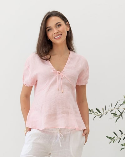 Angel Maternity Brigitte Maternity Linen Blouse
