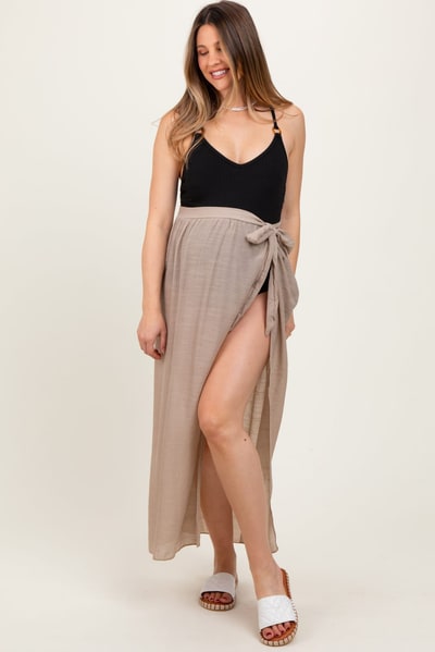 PinkBlush Beige Loose Beach Cover Up Maternity Skirt