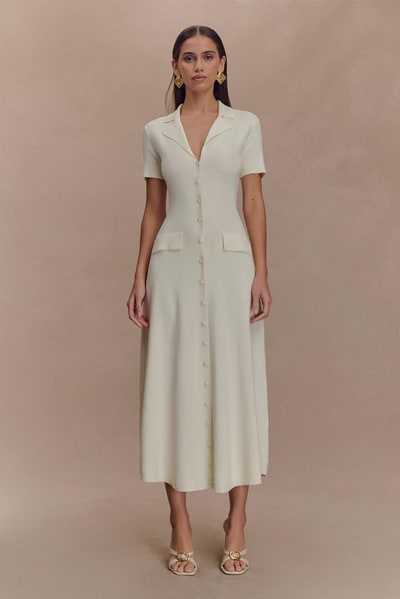 MESHKI Pearson Short Sleeve Knit Midi Dress