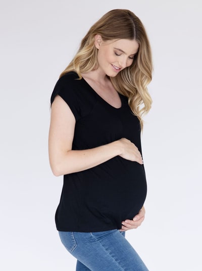 Angel Maternity Maternity/Nursing Bamboo Top in Black