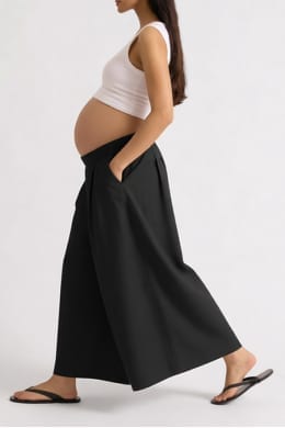 For The Creators Black Cotton Wide Leg Maternity Culottes