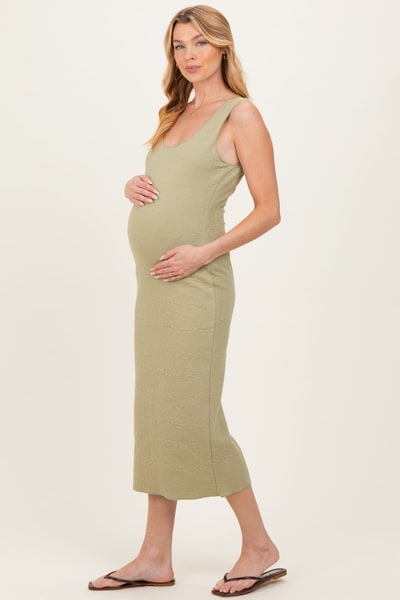 PinkBlush Sage Sleek Floral Jacquard Bodycon Maternity Midi Dress