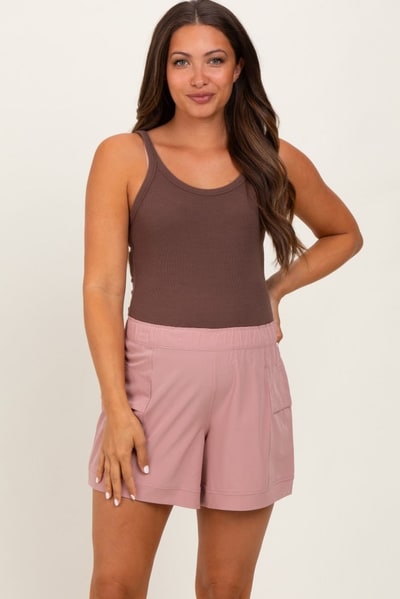 PinkBlush Mauve Elastic Cargo Maternity Shorts