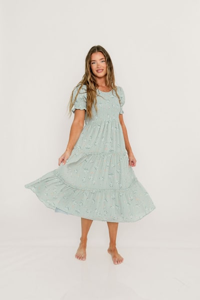 Worth Collective McCall Midi Dress in Hint of Mint - Bump Friendly