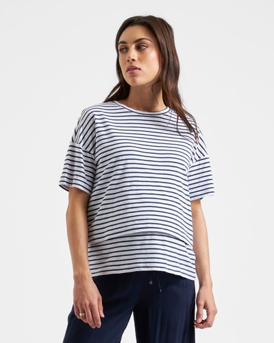 Ingrid & Isabel Ripe Maternity Claudette Short Sleeve Striped Nursing Tee