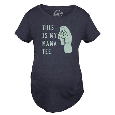 Target Maternity This Is My Mama Tee T Shirt Funny Cute Manitee Mom and Baby Pregnancy Top for Ladies - Crazy Dog Maternity T Shirt for Animal Lovers L