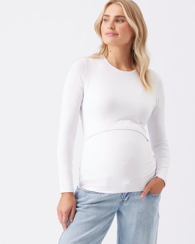 Ripe Maternity Luxe Knit Nursing Top  White