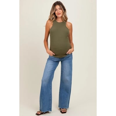 Target Pinkblush Blue Raw Hem Super Wide Leg Maternity Jeans 31