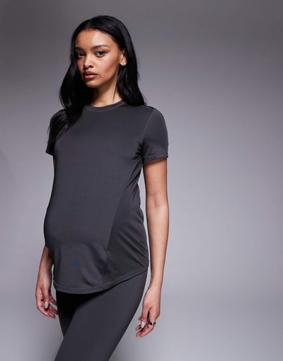 ASOS 4505 Maternity Icon active quick dry performance T-shirt in smoke gray