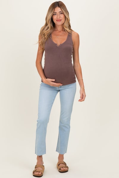 PinkBlush Light Blue Slim Fit Raw Hem Maternity Jeans