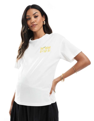 ASOS Mamalicious Maternity lemon motif t-shirt in white