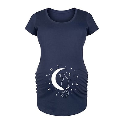 Kohl's Maternity Cat Crescent Moon Belly Graphic Tee