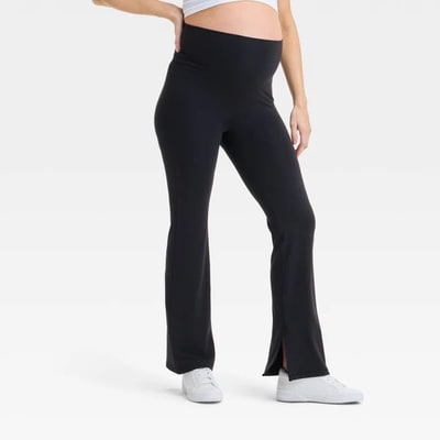 Target High-Rise Over Belly Slit Flare Maternity Leggings - Isabel Maternity by Ingrid & Isabel™ Black M: Recycled Polyester, Spandex, Lightweight