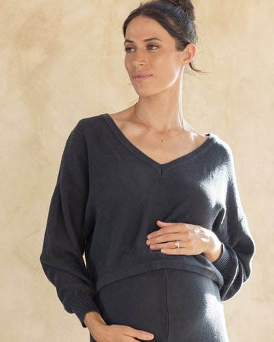 Angel Maternity Evelyn Cotton Knit Jumper in Slate Grey