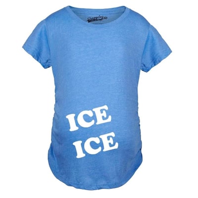 Target Maternity Ice Ice Pregnant Tee Novelty Baby Bump Pregnancy Announcement T shirt - Crazy Dog Maternity T Shirt For Music Lovers Light Blue M