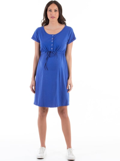 Angel Maternity Maternity & Nursing Drawstring Dress in Blue, Black or Khaki