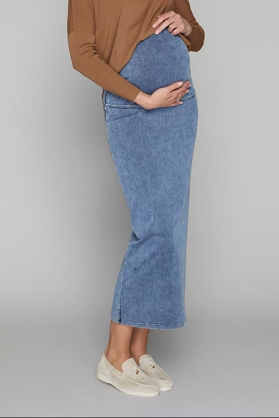 Apparalel Sapphire Maternity Skirt in Dark Wash Denim