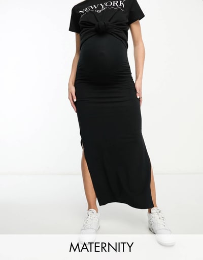 ASOS Mamalicious Maternity jersey maxi skirt in black
