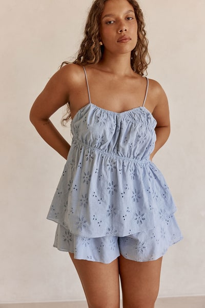 SABO Octavia Top - Blue Broderie