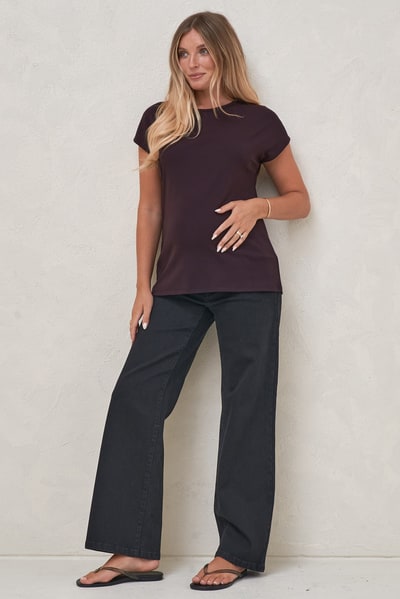 Bae the Label Minimalist Stretch Jersey Tee - Deep Plum