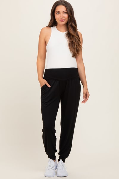 PinkBlush Black Soft Knit Maternity Joggers