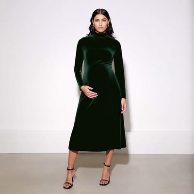 For The Creators Velvet Funnel Neck Dress