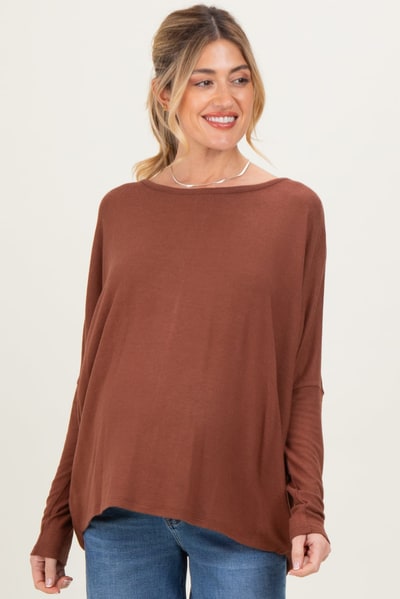 PinkBlush Rust Relaxed Fit Dolman Long Sleeve Maternity Top
