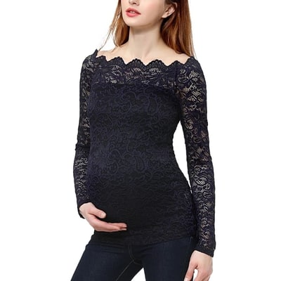 Target Pokkori Lace Overlay Maternity Blouse Navy Small