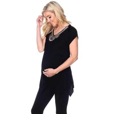 Target Maternity Myla Embellished Tunic Top Black Small - White Mark
