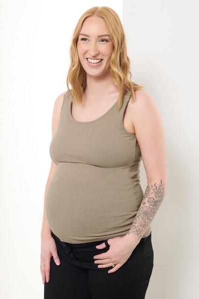 Yours Clothing LTS Tall Maternity Beige Brown Popper Fastening Nursing Vest